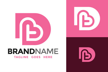 Sticker - Letter D Heart Logo Design Vector Template
