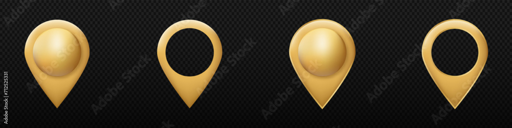 Golden map pin gold pointer vector. Gps location track symbol Stock ...