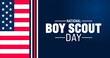 February is National Boy Scout Day background template. Holiday concept. use to background, banner, placard, card, and poster design template with text inscription and standard color. vector 