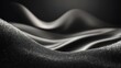 Abstract waves of black shiny texture. Minimalistic silver shimmer on black background. 