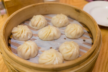 Canvas Print - Chinese style steamed soup bun in restaurant