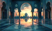A Mosque Depicting An Islamic Ramadan. Serene Ramadan Evening