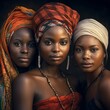 Group of women of African culture and traditions. Concept of elimination of racism and social justice
