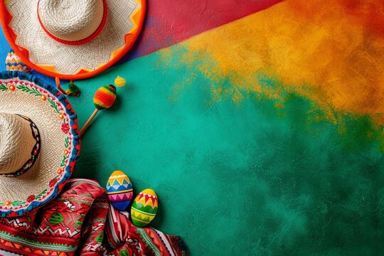 Fiesta Theme with Waving Mexican Flag Background