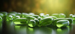 Green-colored pills with a transparent shell, generative AI