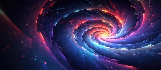 Aufkleber - Computer generated abstract background with a spiral-shaped fractal in space, filled with particles.