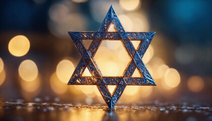Star of David close-up, against bokeh background