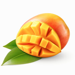 Wall Mural - Fresh and juicy mango on white background