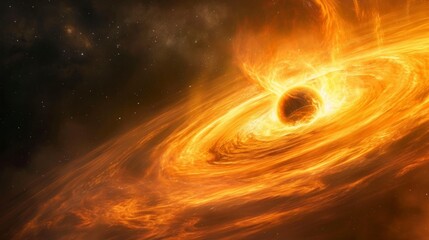 Canvas Print - giant black hole absorbing a sun and light