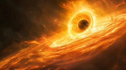 Canvas Print - large black hole made of fire in high definition