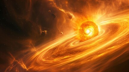 Canvas Print - giant black hole absorbing a sun
