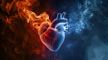 Smoking Hot Vs Colhuman Heart Anatomy In Red And Blue , Smoking Hot Vs Cold  Heart