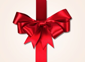 Red bright gift bow on abstract background