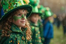 Child Celebrating St Patrick's Day With Festive Attire Generative AI Image