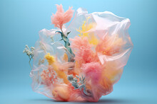 Ethereal flowers enveloped in a translucent white sheet Generative AI image