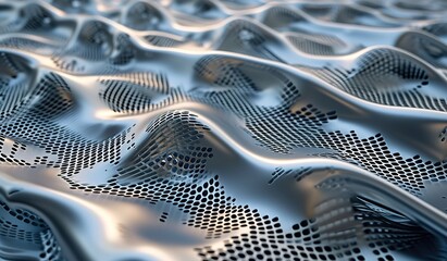 Poster - An intricate network of silver threads intertwined with a shiny metal surface.