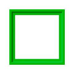 Green square picture frame. Minimalistic detailed photo realistic frame. Png clipart isolated on transparent background