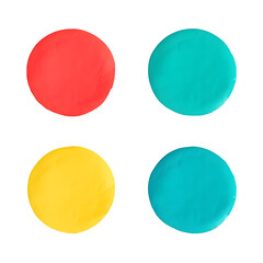 Wall Mural - Round green, yellow, red and blue paper stickers