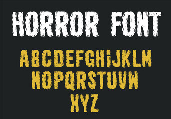 Wall Mural - Tall rough font, grunge alphabet, horror style letters, graffiti. Vector typographic design