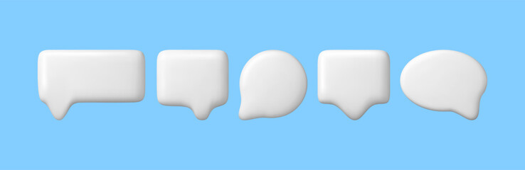 Fototapete - 3D White Blank Speech Bubble Set