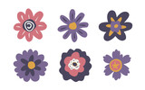 Fototapeta Psy - Abstract flowers vector clipart. Spring illustration.