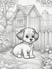 Wall Mural - Cute Puppy Sitting Illustration