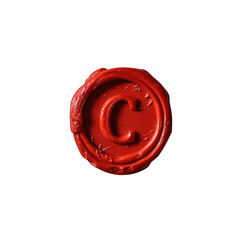 Red wax seal of alphabet C isolated on transparent background.	
