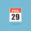 February 29 Calendar on Blue Background, Leap Year