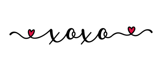 Wall Mural - XOXO quote as banner or logo, hand sketched. Funny Valentine's love phrase. Lettering for header, label, announcement, advertising, flyer, card, poster, gift.