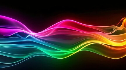 Wall Mural - Colorful glowing dynamic wave (mp4) made with Ai generative technology