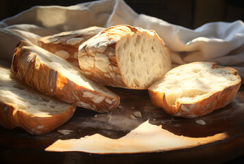 Wall Mural - on a wooden board a few slices of bread