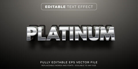 Wall Mural - editable text effect in platinum style