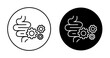 Work digestive system icon set. Digestive Laxative Stomach Intestine vector symbol in a black filled and outlined style. Work Set Belly Abdomen Gut Sign.