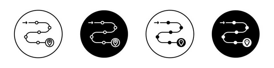 Roadmap icon set. Road Route Map Product vector symbol in a black filled and outlined style. Location Destination Plan Goal Process Sign.