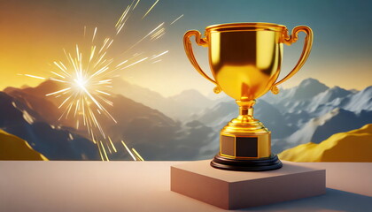 gold trophy best champion award on success prize winne
