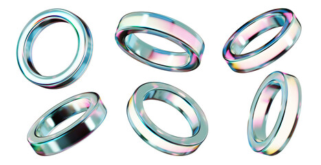 Poster - Crystal rings decoration set isolated background 3d rendering 