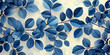 eine blau-weiße Blatttapete mit vielen Blättern