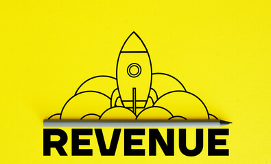 Poster - Increase revenue concept. Speedily increase revenue. Spaceship representing dynamic growth