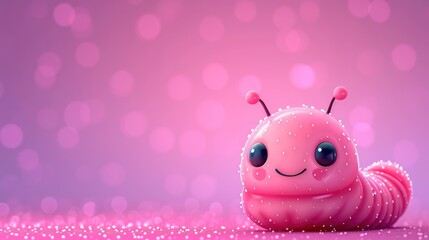 Wall Mural -  a close up of a pink object with a bug on it's back and a pink background with a blurry boke of lights behind it and a pink background.