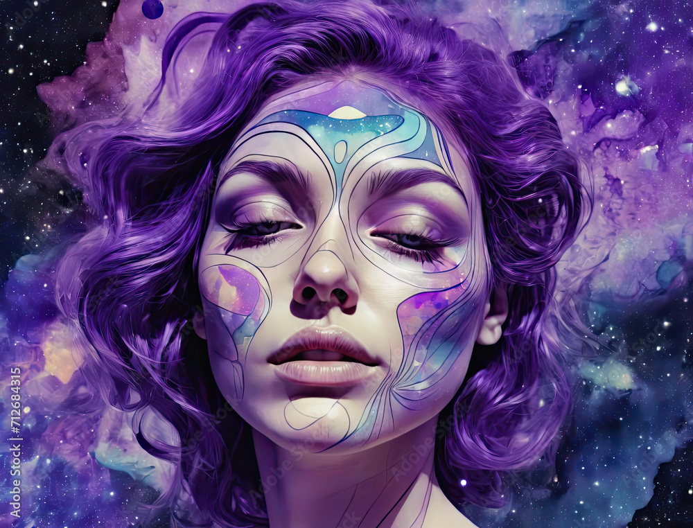 Illustration Stock Psychedelic Voyage - Illustration of a nude woman's