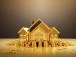 © Mahmud - Gold real estate house investment property business on a golden background design.