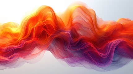 Canvas Print -  a multicolored wave of smoke on a white background with a light reflection of the smoke in the bottom left corner of the image and the image on the right side of the left side of the image.