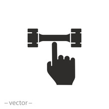 Hand Lifting Small Dumbbell Icon, Light Weight, Flat Symbol On White Background - Vector Illustration