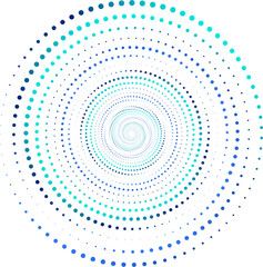 Wall Mural - Round Abstract shape. Design element: a series of dots from small to large twisted in a spiral for presentations, web design on a technological theme. Gradient coloring. Transparent background.