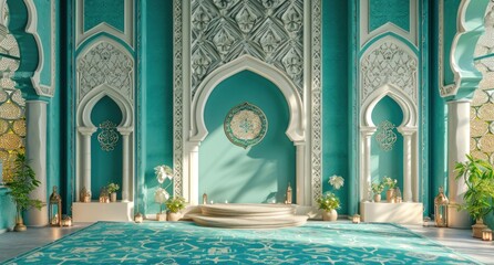 Wall Mural - a islamic masjid on a blue background