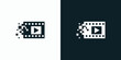 Film strip pixel vector logo design with play button.