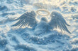 snow angel with a wing and a halo