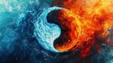 Painting of Fire and Water Yin Yang