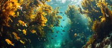 Kelp Forest Canopies Cover Sea Surface Near California's Channels Islands.