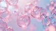 Molecule inside Transparent liquid bubble on soft background, concept skin care cosmetics solution. 3d rendering